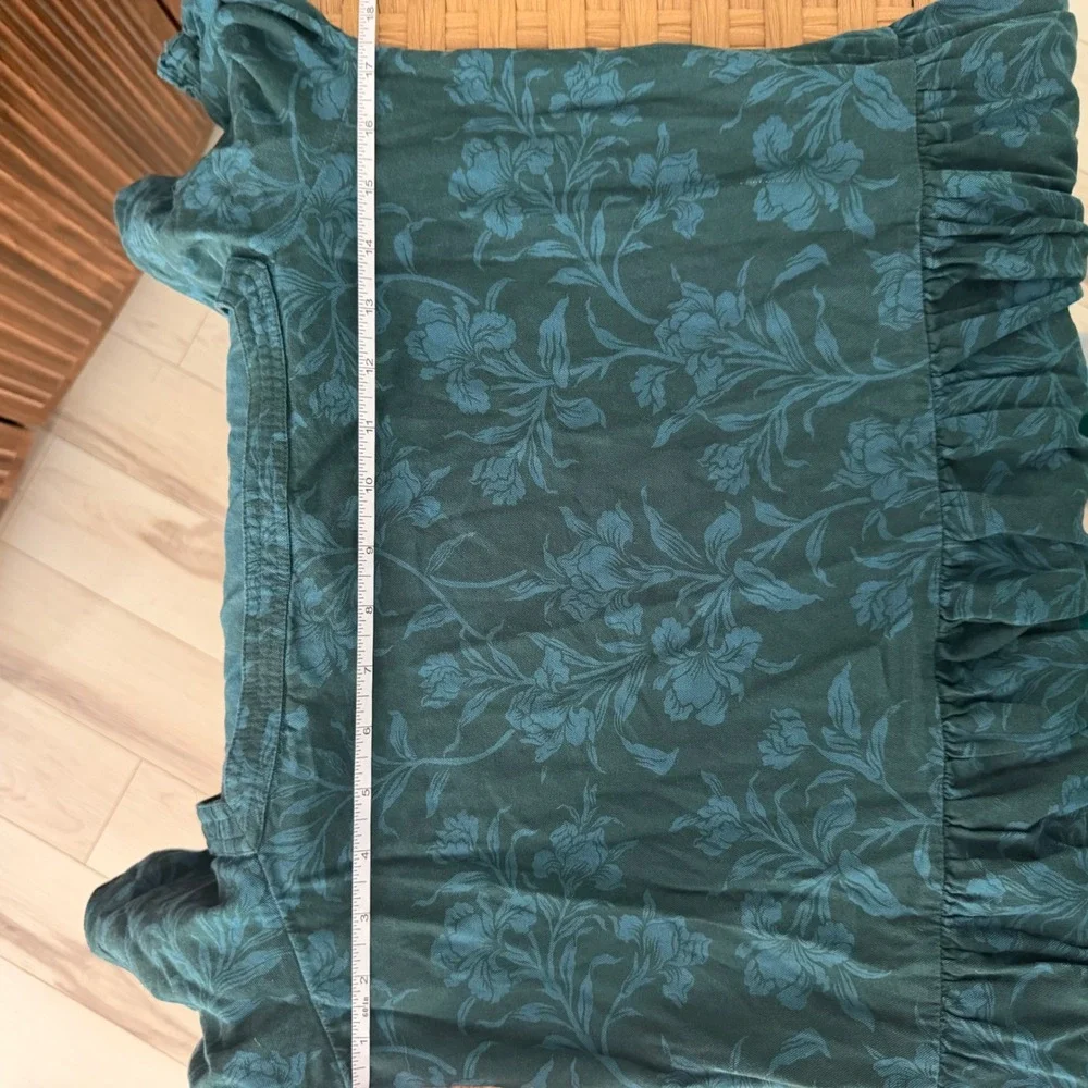 Faherty Somerset Maxi Dress Teal Floral Organic Cotton Square Neck Puff Sleeve S - Picture 6 of 8